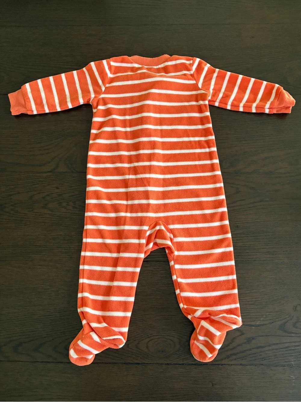 🎃 Carter's Orange and White Striped Pumpkin Fleece Footie 🎃